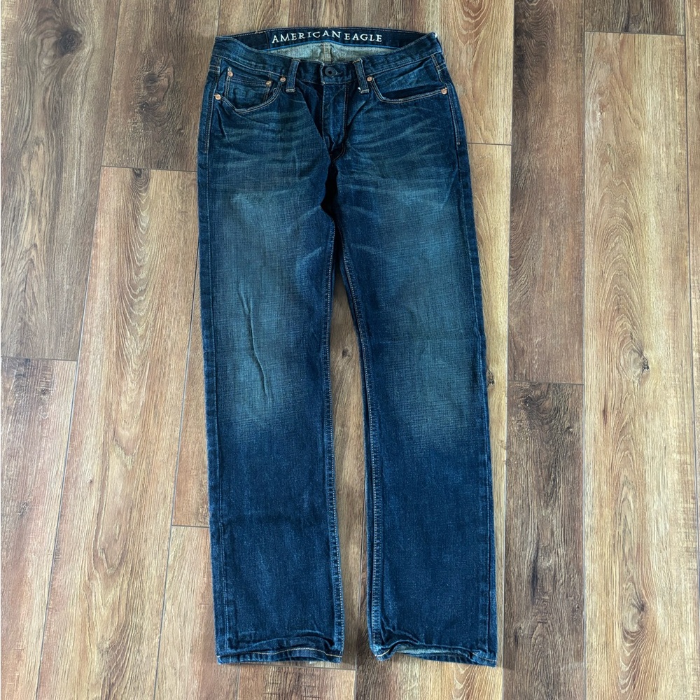 American Eagle Outfitters Men's Dark Blue Straight Jeans